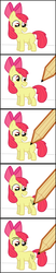 Size: 748x3587 | Tagged: safe, artist:flareblitzfury, apple bloom, earth pony, pony, g4, comic, drawn into existence, fourth wall, pencil