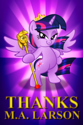 Size: 1280x1920 | Tagged: safe, artist:aleximusprime, twilight sparkle, alicorn, pony, g4, female, mare, meme, solo, thanks m.a. larson, twilight scepter, twilight sparkle (alicorn)