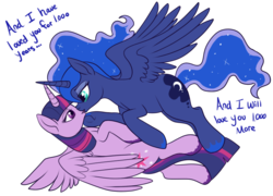 Size: 777x559 | Tagged: safe, artist:lulubell, princess luna, twilight sparkle, alicorn, pony, g4, a thousand years, christina perri, female, lesbian, mare, ship:twiluna, shipping, simple background, song reference, transparent background, twilight sparkle (alicorn)