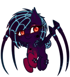 Size: 607x666 | Tagged: safe, artist:ruef, oc, oc only, oc:madame silk, monster pony, original species, spiderpony, animated, bouncing, two-frame gif
