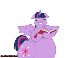 Size: 1024x768 | Tagged: safe, artist:1992zepeda, twilight sparkle, alicorn, pony, g4, book, fat, female, grin, mare, morbidly obese, obese, twilard sparkle, twilight sparkle (alicorn)