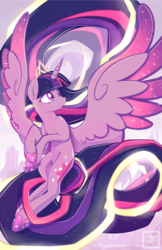 Size: 1400x2164 | Tagged: safe, artist:darkflame75, twilight sparkle, alicorn, pony, g4, female, mare, new crown, rainbow power, smiling, solo, spread wings, twilight sparkle (alicorn)