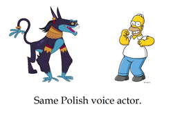 Size: 1101x779 | Tagged: safe, ahuizotl, ahuizotl (species), human, g4, exploitable meme, homer simpson, male, meme, miłogost reczek, poland, polish, same voice actor, the simpsons, the simpsons movie