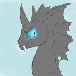 Size: 1024x1024 | Tagged: safe, artist:zappod44, changeling, looking at you, smirk, solo