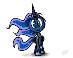 Size: 1500x1200 | Tagged: safe, artist:flamethegamer, princess luna, g4, :3, female, looking at you, raised hoof, simple background, solo