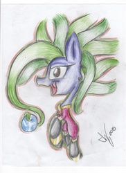 Size: 2548x3504 | Tagged: safe, artist:pop-roxy, mane-iac, g4, electro orb, female, high res, solo, traditional art