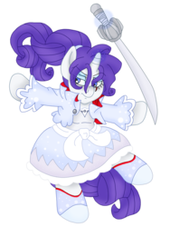 Size: 1700x2261 | Tagged: safe, artist:blackbewhite2k7, rarity, g4, alternate hairstyle, clothes, commission, crossover, dress, female, gothic, rwby, simple background, solo, sword, transparent background, vector, weiss schnee