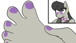 Size: 1280x720 | Tagged: safe, artist:silverscarf, octavia melody, earth pony, anthro, plantigrade anthro, g4, close-up, feet, fetish, foot fetish, foot focus, nail polish, pedicure, toenail polish, toenails