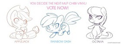 Size: 280x103 | Tagged: artist needed, safe, applejack, octavia melody, rainbow dash, g4, chibi, contest, cute, picture for breezies, vote