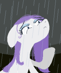 Size: 600x720 | Tagged: safe, artist:liracrown, rarity, g4, female, floppy ears, frown, glare, missing horn, rain, sad, simple background, solo, wet, wet mane, wet mane rarity