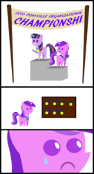 Size: 2998x5560 | Tagged: safe, artist:v0jelly, amethyst star, sparkler, twilight sparkle, pony, unicorn, g4, :c, crying, d:, female, frown, gold, grin, loser, loss, lost, mare, medal, pointy ponies, purple smart, sad, silver, smiling, unicorn twilight, we couldn't fit it all in