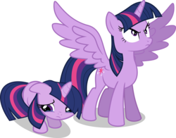 Size: 2383x1873 | Tagged: safe, artist:shutterflyeqd, twilight sparkle, alicorn, pony, g4, crying, female, filly, mare, self ponidox, simple background, time paradox, transparent background, twilight sparkle (alicorn), vector