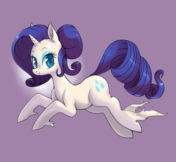 Size: 1957x1801 | Tagged: safe, artist:twitchykismet, rarity, pony, unicorn, g4, alternate hairstyle, female, hair bun, mare, purple background, rarity month, simple background, solo, unshorn fetlocks