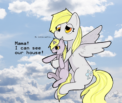 Size: 2752x2336 | Tagged: safe, artist:jigsaw91, derpy hooves, dinky hooves, pegasus, pony, g4, equestria's best mother, female, flying, high res, mare