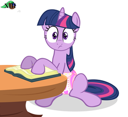 Size: 1969x1800 | Tagged: safe, artist:mlpcutepic, artist:mrlolcats17, twilight sparkle, g4, book, diaper, diaper edit, female, non-baby in diaper, reading, solo