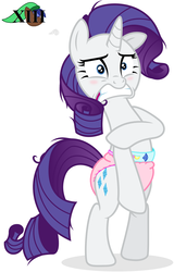 Size: 938x1463 | Tagged: safe, artist:mlpcutepic, artist:yanoda, edit, rarity, g4, diaper, diaper edit, embarrassed, female, non-baby in diaper, solo