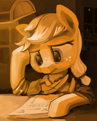 Size: 2500x3113 | Tagged: safe, artist:dimfann, applejack, g4, female, high res, monochrome, solo