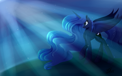 Size: 1920x1200 | Tagged: safe, artist:myralilth, princess luna, alicorn, pony, g4, crepuscular rays, female, moonlight, night, solo, spread wings, wallpaper