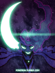 Size: 2446x3232 | Tagged: safe, artist:ponetron, princess luna, alicorn, pony, g4, female, glowing eyes, high res, moon, solo