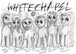 Size: 1000x719 | Tagged: safe, artist:stallionslaughter, death, metal, monochrome, pencil drawing, ponified, traditional art, whitechapel