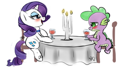 Size: 3500x2000 | Tagged: safe, artist:dari-draws, rarity, spike, g4, date, female, high res, male, ship:sparity, shipping, straight, wine