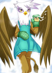 Size: 1500x2120 | Tagged: safe, artist:vavacung, gilda, griffon, anthro, g4, the lost treasure of griffonstone, female, griffon scone, solo