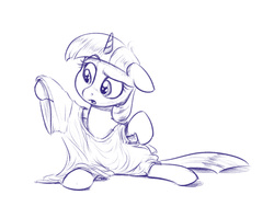 Size: 1681x1337 | Tagged: safe, artist:verulence, twilight sparkle, g4, clothes, female, filly, monochrome, solo