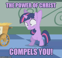 Size: 387x362 | Tagged: safe, edit, edited screencap, screencap, twilight sparkle, g4, the cutie mark chronicles, animated, artifact, bipedal, blank flank, cropped, faic, female, filly, filly twilight sparkle, image macro, magic, meme, power, solo, the power of christ compels you