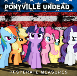 Size: 896x892 | Tagged: safe, applejack, fluttershy, pinkie pie, rainbow dash, rarity, twilight sparkle, g4, album cover, hollywood undead