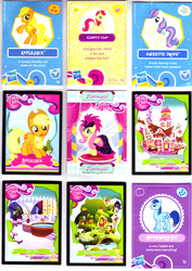 Size: 638x900 | Tagged: safe, applejack, blues, bon bon, flippity flop, fluttershy, noteworthy, sweetie drops, g4, merchandise, photo, trading card