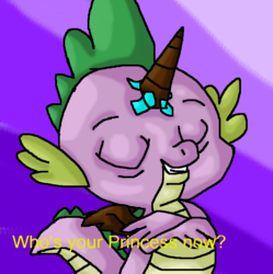 Size: 752x756 | Tagged: safe, artist:mojo1985, spike, g4, princess spike, eyes closed, fake horn, fake wings, grin, male, smiling, solo