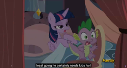 Size: 1600x855 | Tagged: safe, screencap, spike, twilight sparkle, alicorn, pony, g4, princess spike, female, mare, meme, twilight sparkle (alicorn), youtube caption