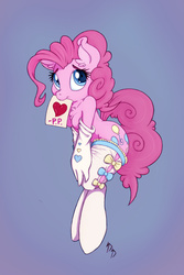 Size: 667x1000 | Tagged: safe, artist:dfectivedvice, artist:transgressors-reworks, color edit, edit, pinkie pie, earth pony, anthro, unguligrade anthro, g4, adorasexy, breasts, clothes, colored, cute, diapinkes, featureless breasts, female, gloves, hoof fingers, mouth hold, nudity, sexy, socks, solo