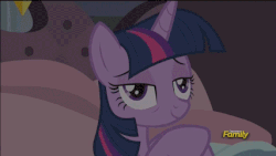 Size: 427x240 | Tagged: safe, screencap, spike, twilight sparkle, alicorn, pony, g4, princess spike, animated, bed, derp, discovery family, discovery family logo, female, loop, mare, out of context, twilight sparkle (alicorn)