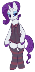 Size: 376x757 | Tagged: safe, artist:lulubell, rarity, pony, unicorn, g4, bipedal, clothes, corset, female, simple background, socks, solo, transparent background