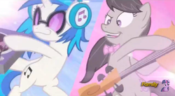 Size: 639x351 | Tagged: safe, screencap, dj pon-3, octavia melody, twilight sparkle, vinyl scratch, g4, my little pony: friendship is magic, slice of life (episode)