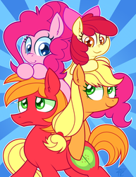 Size: 2550x3300 | Tagged: dead source, safe, artist:php92, apple bloom, applejack, big macintosh, pinkie pie, earth pony, pony, g4, apple siblings, high res, male, stallion