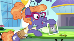 Size: 1920x1080 | Tagged: safe, edit, screencap, frazzle rock, maud pie, g4, princess spike, adorkable, broken glasses, cute, discovery family logo, dork, female, frazzlebetes, frazzlemaud, glasses, implied lesbian, nerd, nerd pony, shipping, solo, sweater vest