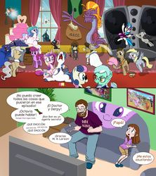 Size: 5760x6480 | Tagged: safe, artist:doublewbrothers, applejack, berry punch, berryshine, bon bon, cranky doodle donkey, derpy hooves, dj pon-3, doctor whooves, featherweight, fluttershy, kevin, lyra heartstrings, matilda, mayor mare, octavia melody, pinkie pie, pipsqueak, princess cadance, princess celestia, princess luna, queen chrysalis, rainbow dash, rarity, shining armor, steven magnet, sweetie drops, time turner, twilight sparkle, vinyl scratch, alicorn, bugbear, donkey, earth pony, human, pegasus, pony, sea serpent, unicorn, g4, slice of life (episode), :o, absurd resolution, adorabon, austin danger powers, austin powers, background pony, belly, berrybetes, blushing, bon bond, bouquet, brony, butt, cake, cakelestia, clothes, colt, comic, couch, crankybetes, crying, crying armor, cute, cutealis, cutedance, doctorbetes, eyes closed, fat, featherbetes, female, filly, floppy ears, flower, foal, frown, glasses, grin, guitar, hoof hold, jumping, lyrabetes, magnetbetes, male, mane six, mare, matildadorable, mayorable, meme, musical instrument, ohmygosh, open mouth, parent, plot, rice, sad, sad armor, scarf, season 5 comic marathon, secret agent sweetie drops, shining adorable, ship:crankilda, ship:shiningcadance, shipping, sitting, smiling, spanish, stallion, straight, stuffed, stuffed belly, target demographic, tavibetes, television, thanks m.a. larson, translation, translator:the-luna-fan, twilight sparkle (alicorn), vinylbetes, wall of tags, watching, whining, whining armor, wide eyes, worried