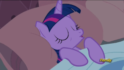 Size: 1280x720 | Tagged: safe, screencap, twilight sparkle, alicorn, pony, g4, princess spike, animated, bed, cute, discovery family, discovery family logo, female, gif, loop, mare, sleeping, snoring, solo, twilight sparkle (alicorn)