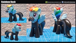 Size: 2975x1689 | Tagged: safe, artist:eljoeydesigns, rainbow dash, g4, customized toy, gas mask