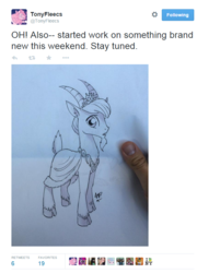 Size: 604x840 | Tagged: safe, artist:tony fleecs, goat, spoiler:comic, crown, idw advertisement, meta, preview, sketch, traditional art, twitter, wip