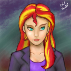 Size: 450x450 | Tagged: safe, artist:mentalmongloid, sunset shimmer, equestria girls, g4, female, solo
