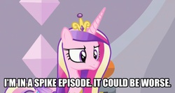 Size: 926x497 | Tagged: safe, screencap, princess cadance, g4, princess spike, female, image macro, meme, solo