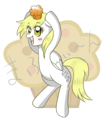 Size: 600x700 | Tagged: safe, artist:jurisalis, derpy hooves, pegasus, pony, g4, blushing, female, mare, muffin, solo