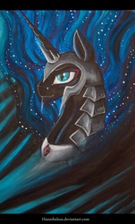 Size: 1316x2176 | Tagged: safe, artist:lanteria, nightmare moon, g4, female, solo, traditional art