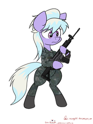 Size: 3000x4000 | Tagged: safe, artist:orang111, cloudchaser, pony, g4, bipedal, daewoo k2, gun, korean, magpul, military, military uniform, picatinny rail, this will end in tears