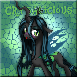 Size: 800x800 | Tagged: safe, artist:jurisalis, queen chrysalis, changeling, changeling queen, g4, :p, blushing, cute, cutealis, female, looking at you, solo, tongue out