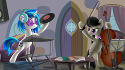 Size: 1920x1080 | Tagged: dead source, safe, artist:dcencia, dj pon-3, octavia melody, vinyl scratch, g4, slice of life (episode), scene interpretation