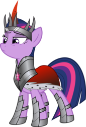 Size: 4094x6000 | Tagged: safe, artist:magister39, twilight sparkle, pony, unicorn, g4, absurd resolution, armor, bevor, boots, cape, clothes, colored horn, corrupted, corrupted element of harmony, corrupted element of magic, corrupted twilight sparkle, crown, curved horn, dark, dark equestria, dark magic, dark twilight sparkle, dark world, disembodied horn, empress, evil, evil twilight, female, gorget, horn, jewelry, magic, peytral, shoes, simple background, solo, sombra's cape, sombra's horn, sombra's robe, tiara, transparent background, tyrant sparkle, vector